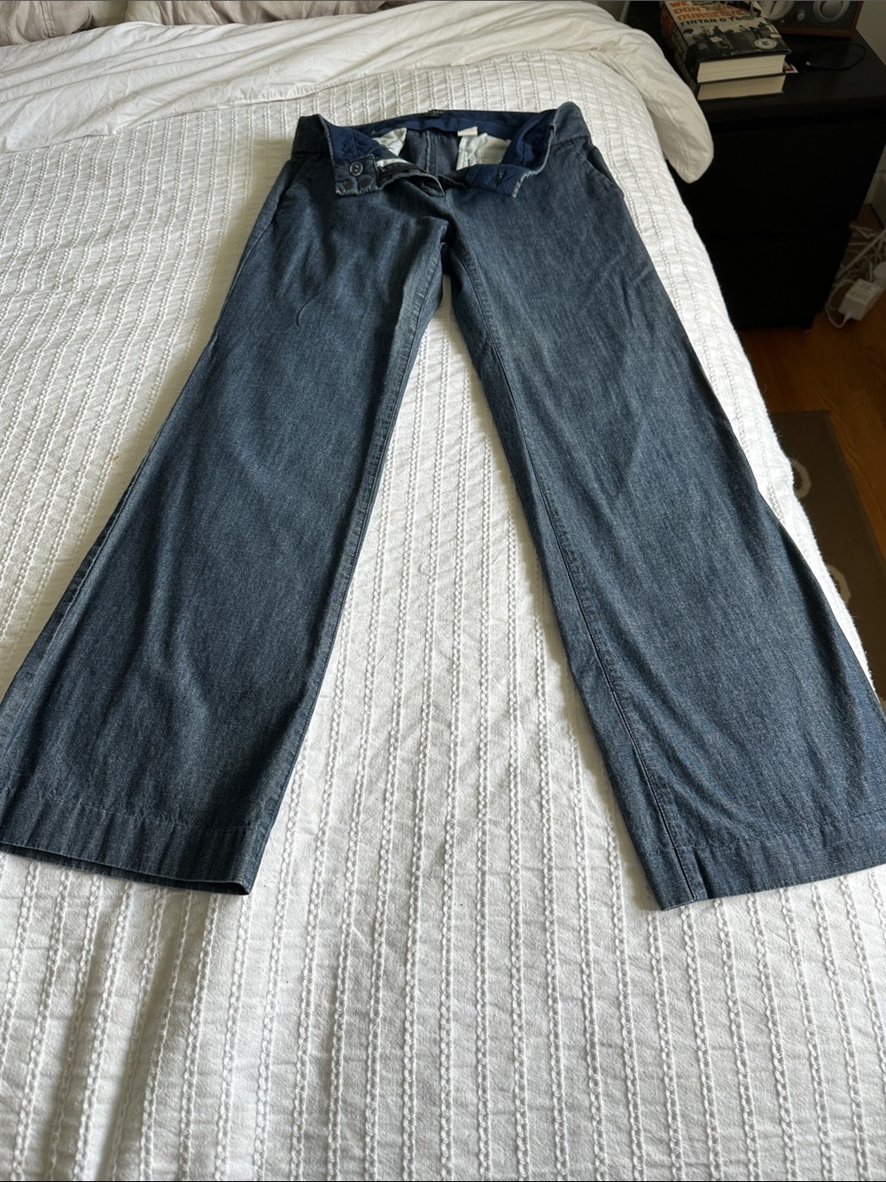 J. Crew Wide-Leg Navy Trousers